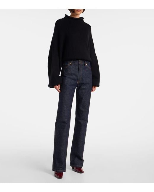 Khaite Blue Danielle High-Rise Straight Jeans