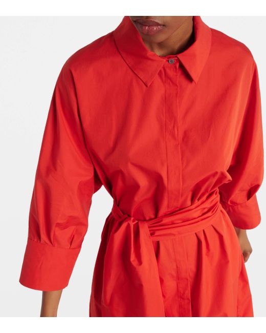 Max Mara Red Cotton Poplin Shirt Dress