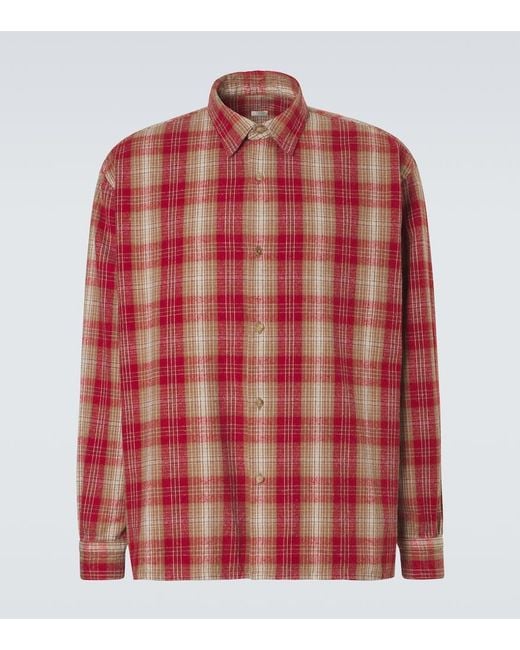 A.PRESSE Red Vintage Cotton And Silk Twill Shirt for men