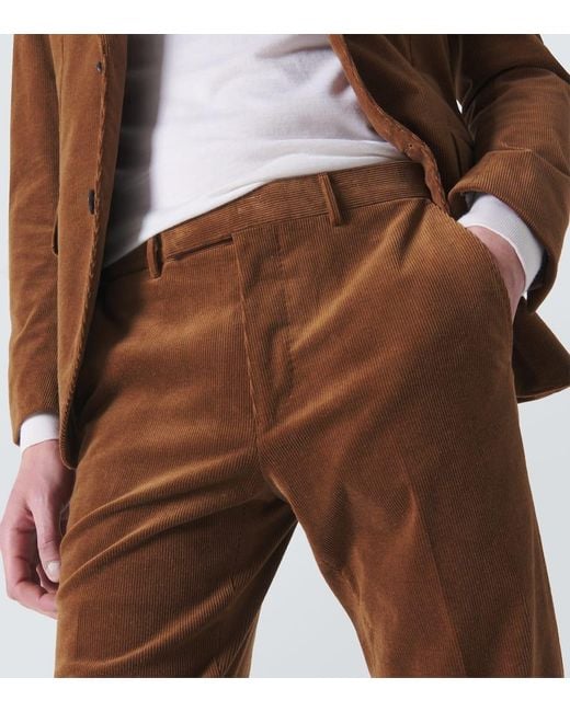 Zegna Brown Cotton And Cashmere Corduroy Slim Pants for men