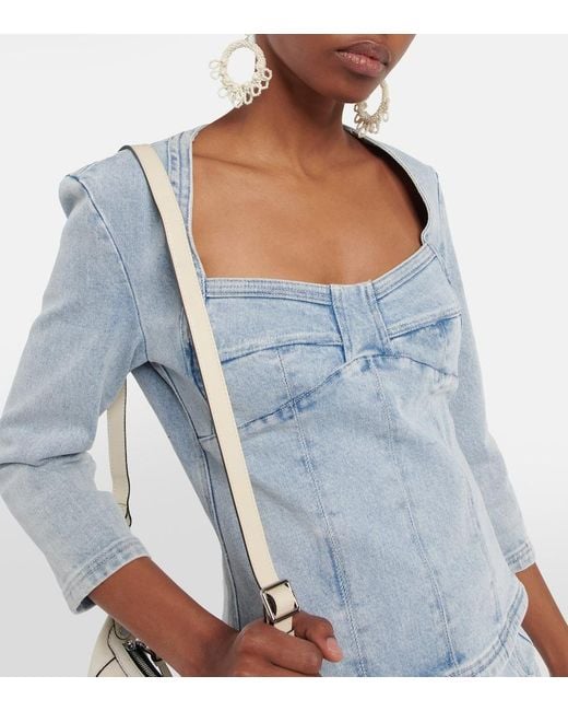 Isabel Marant Blue Vanio Bleached Denim Top