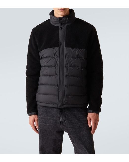 Moncler Black Mistral Down-Paneled Teddy Jacket for men