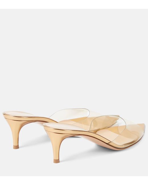 Gianvito Rossi Natural Elle 55 Pvc And Patent Leather Mules