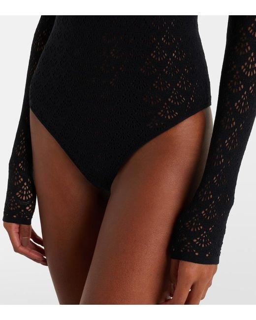 Wolford Black Cutout Lace Bodysuit