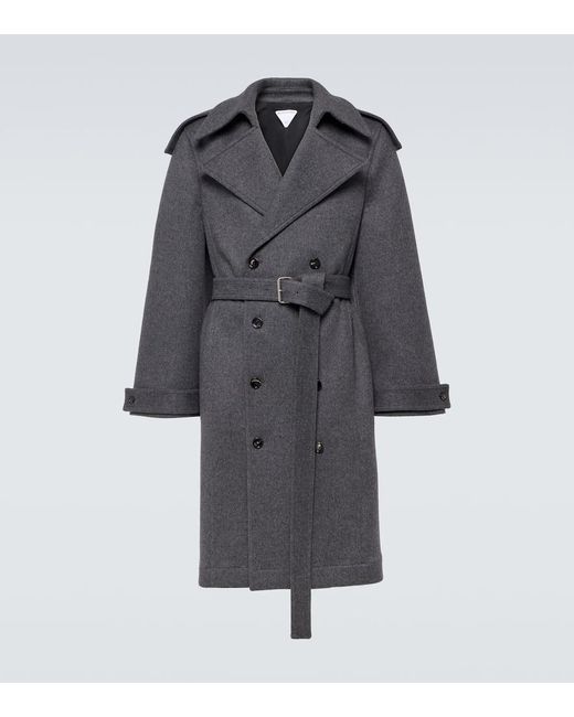 Bottega Veneta Gray Belted Wool Trench Coat for men