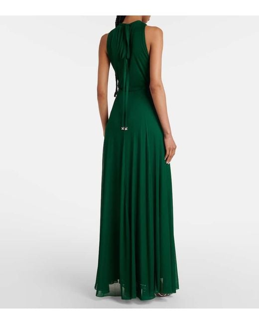 Max Mara Green Carnet Mesh Jersey Maxi Dress