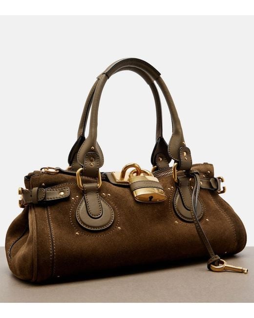 Chloé Brown Paddington Suede Shoulder Bag