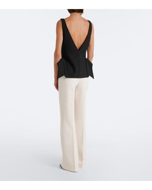 Roland Mouret White Crepe Wide-Leg Pants