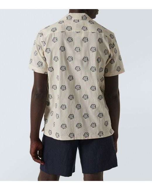 Orlebar Brown White Marne Cotton-Blend Jacquard Bowling Shirt for men