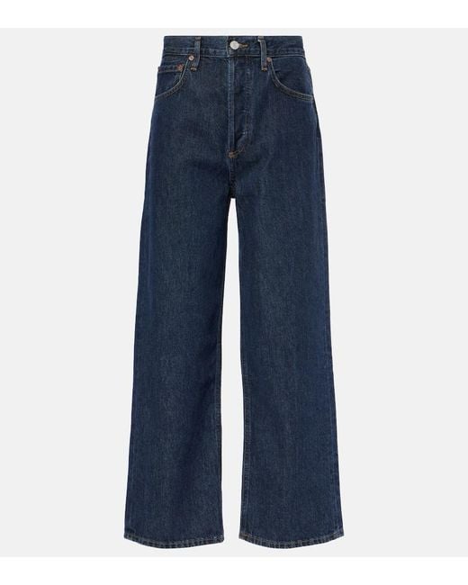 Agolde Blue High-Rise Wide-Leg Jeans Ren