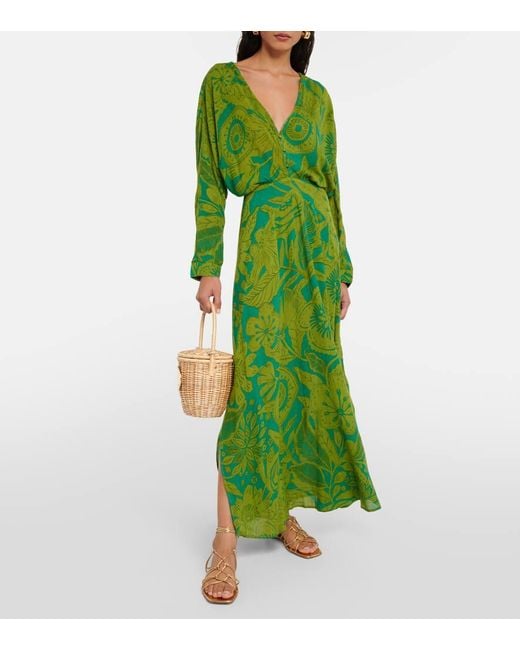 Poupette Green Ilona Printed Maxi Dress