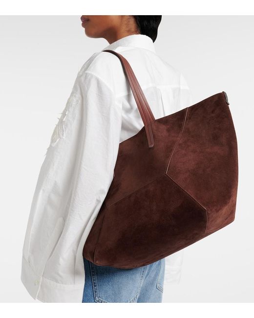 Brunello Cucinelli Brown Duo Large Suede Tote Bag