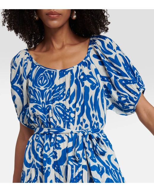 Velvet Blue Madilyn Printed Cotton Midi Dress
