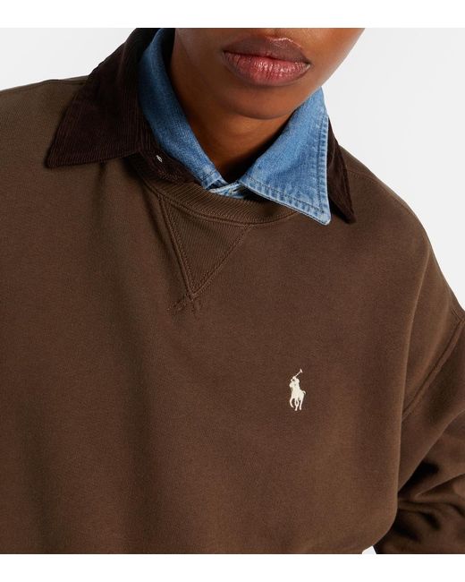 Polo Ralph Lauren Brown Logo Cotton-Blend Jersey Sweatshirt