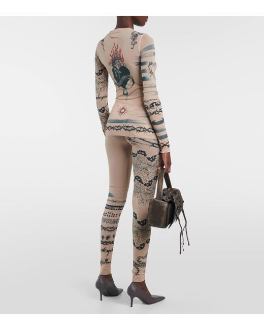 Jean Paul Gaultier Natural X Knwls Printed Mesh Top