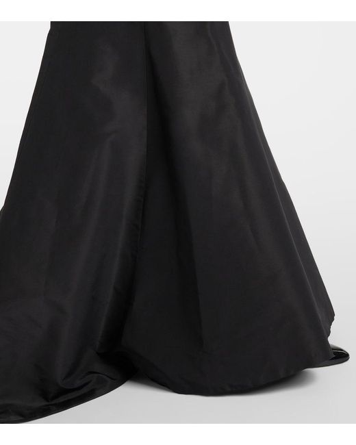 Monique Lhuillier Black Tumpet Embellished Silk Gown