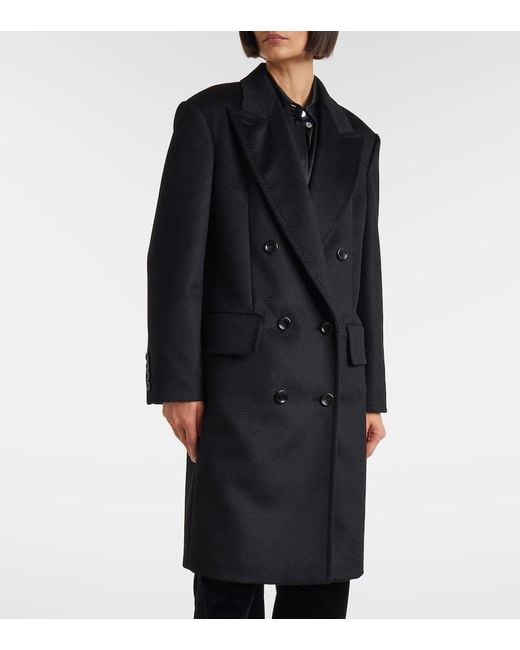 Max Mara Black Cosa Double-Breasted Camel Hair Coat