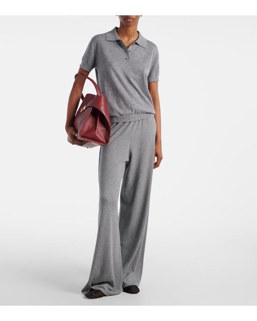 Lisa Yang Gray Nai Knitted Cashmere Polo Shirt