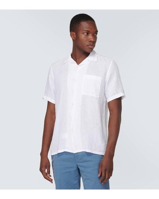 Camicia in lino di Canali in White da Uomo