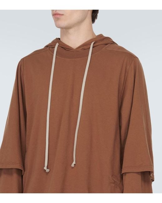 Rick Owens Brown Cotton Jersey Hoodie for men