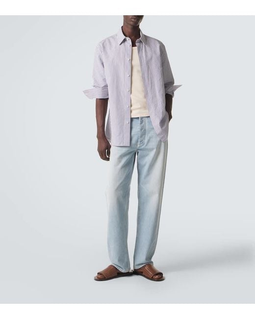 Bottega Veneta Brown Elio Intrecciato Leather Slides for men