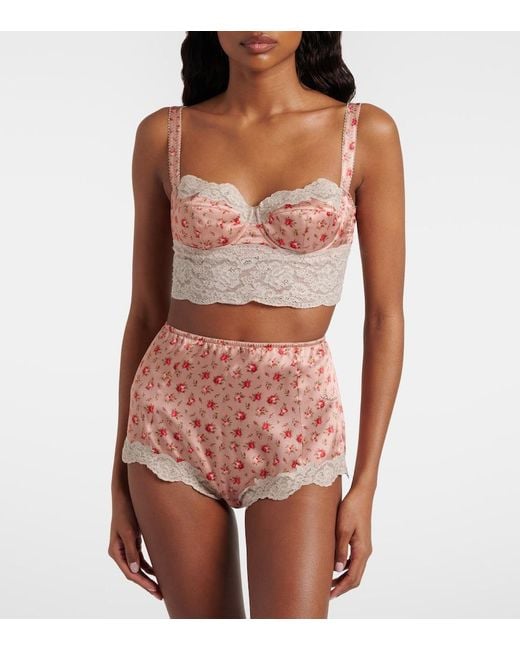 Dolce & Gabbana Pink Bh Aus Seide Und Baumwolle Mit Spitze