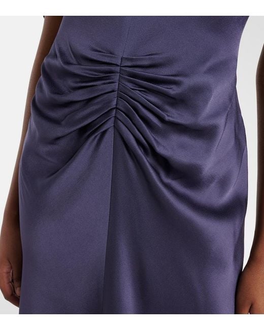 Victoria Beckham Blue Isabella Gathered Satin Gown