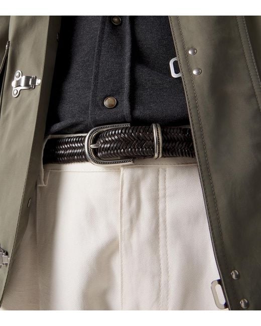 Brunello Cucinelli Black Woven Leather Belt for men