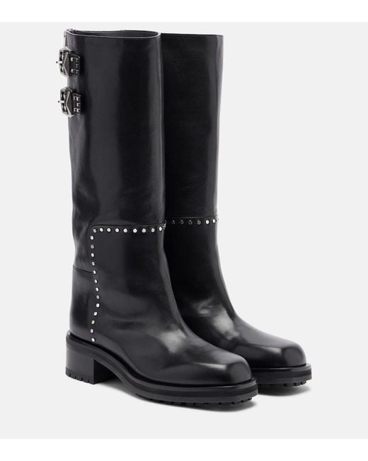 Jimmy Choo Black Brooklyn Leather Biker Boots