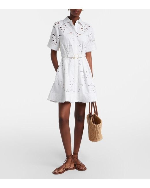 Rebecca Vallance White Artesan Broderie Anglaise Shirt Dress