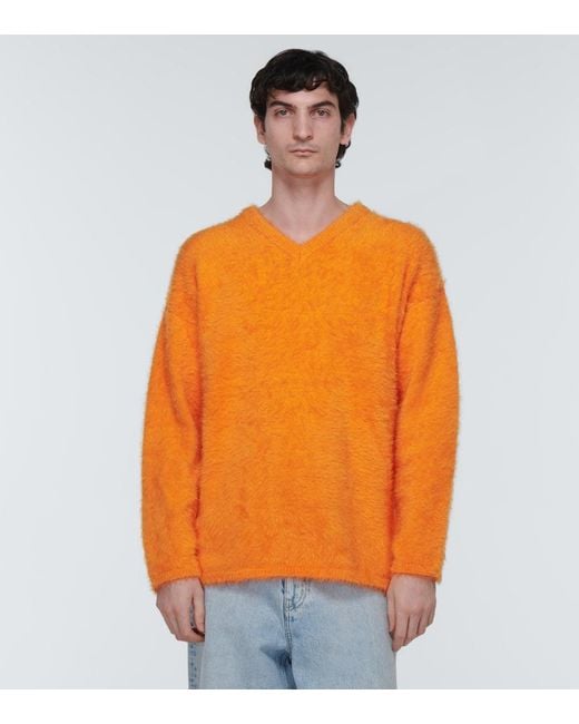 ERL Orange Brushed Sweater for men