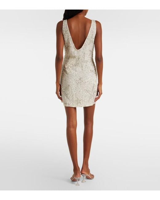 Rixo Natural Christabel Embellished Minidress