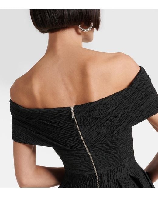 Rebecca Vallance Black Bridal Helene Off-Shoulder Brocade Midi Dress