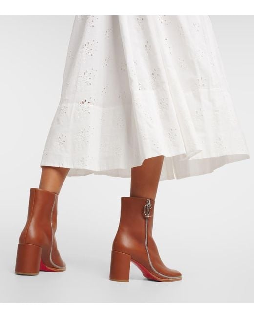 Christian Louboutin Brown Ankle Boots Cl Zip Aus Leder