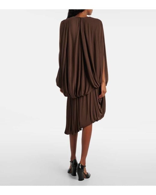 Loewe Brown Asymmetric Draped Jersey Top