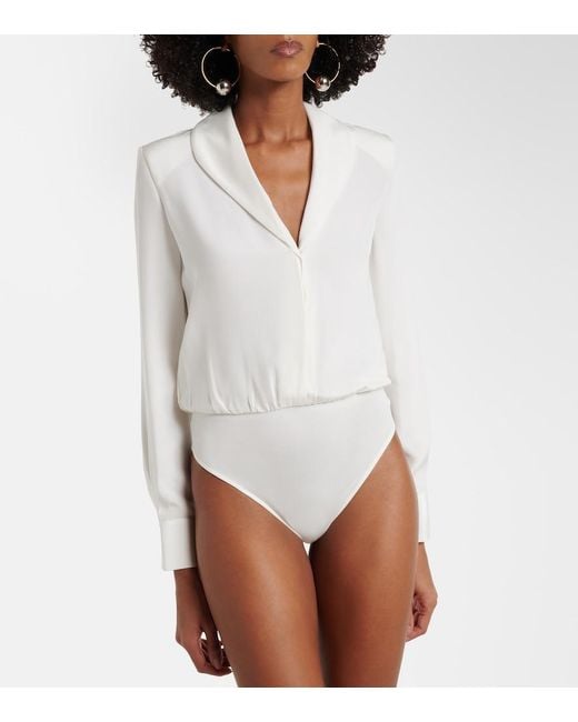 Roland Mouret White Silk Satin Bodysuit