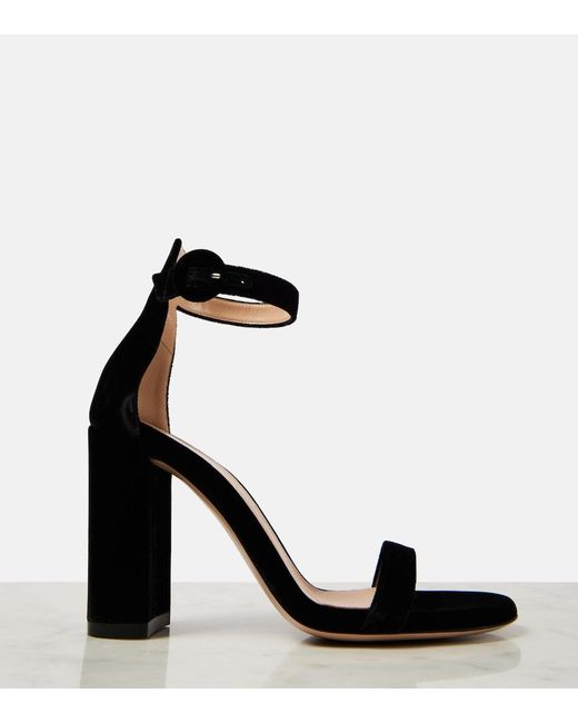 Gianvito Rossi Black Gaeta 95 Velvet Sandals