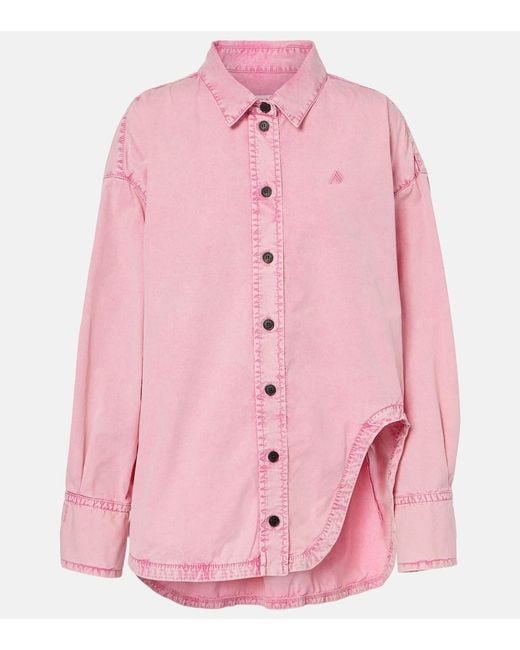 The Attico Pink Diana Asymmetric Cotton Canvas Overshirt
