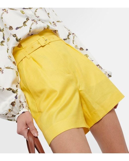 Gabriela Hearst Yellow Claudio Wool, Silk, And Linen Shorts
