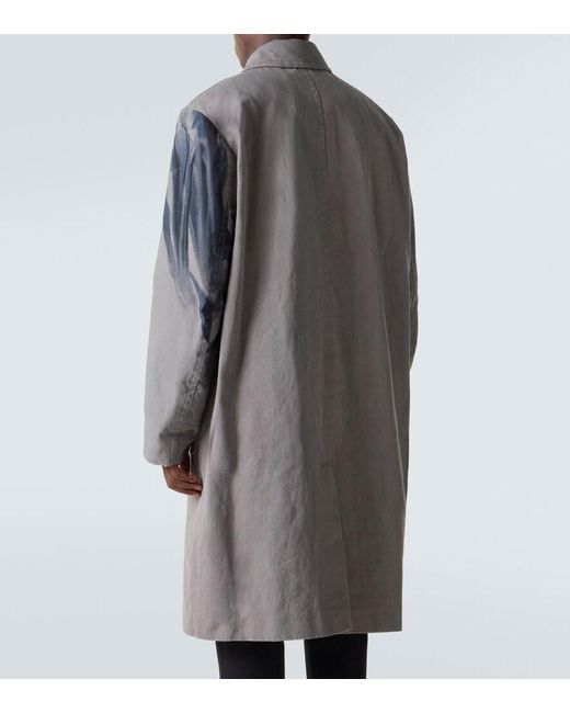 Dries Van Noten Gray Randale Floral Cotton Trench Coat for men