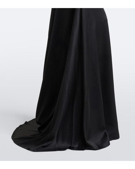 Alex Perry Black Draped Strapless Crepe Satin Gown