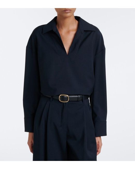 Max Mara Blue Virgin Wool Blouse