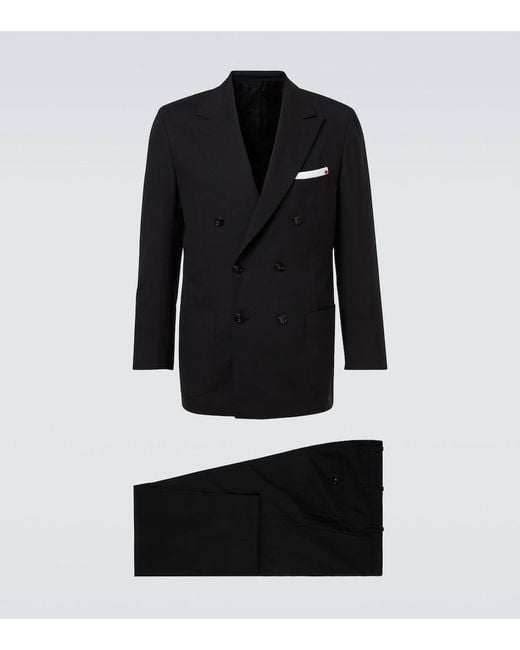 Kiton Black Wool Suit for men