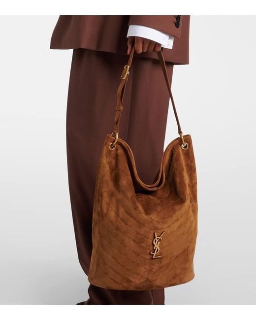 Saint Laurent Brown Bucket Bag Niki Cassandre Aus Veloursleder