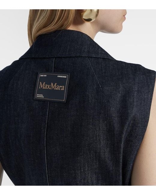 Max Mara Blue Greta Belted Denim Maxi Dress