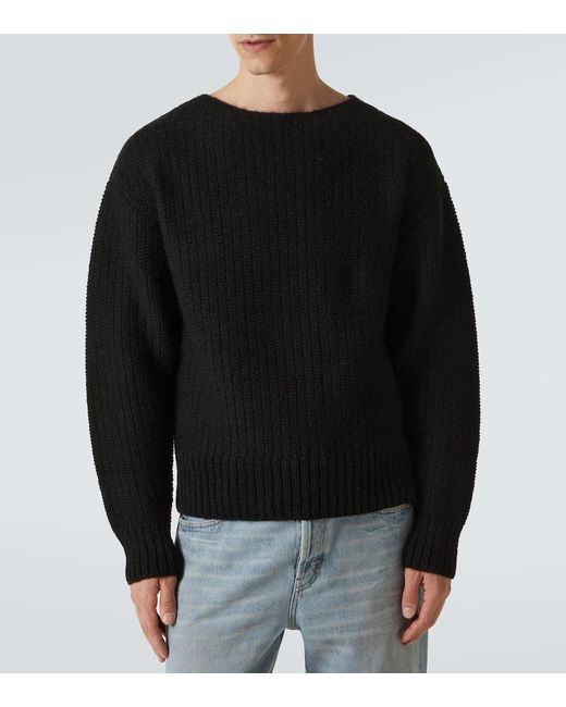 Visvim Black Logo Wool And Mohair-Blend Sweater for men