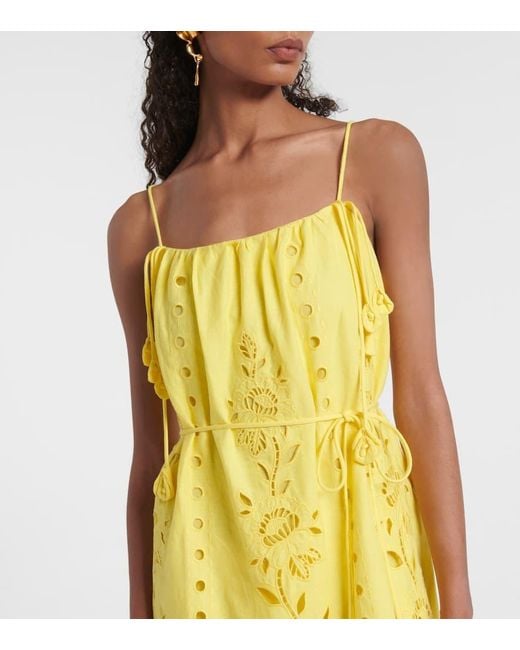 Robe Longue Richelieu En Lin Melange Farm Rio en coloris Yellow