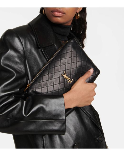 Saint Laurent Black Gaby Leather Cosmetics Pouch