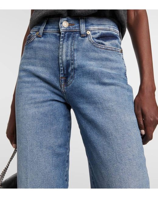 7 For All Mankind Blue High-Rise Wide-Leg Jeans Lotta Luxe Vintage