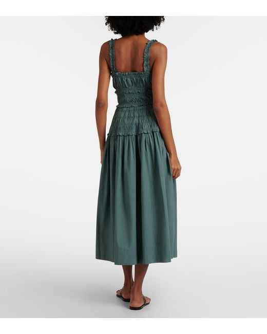 Doen Green Marianne Ruffled Cotton Poplin Midi Dress